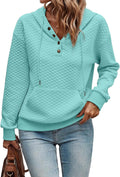 Womens Quilted Half Button Hoodie - Soft Polyester Blend