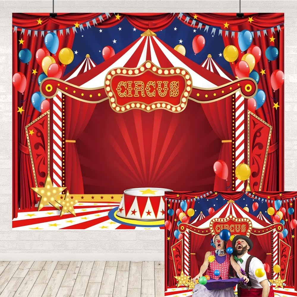 Circus Backdrop Red Curtain for Carnival Theme Photography