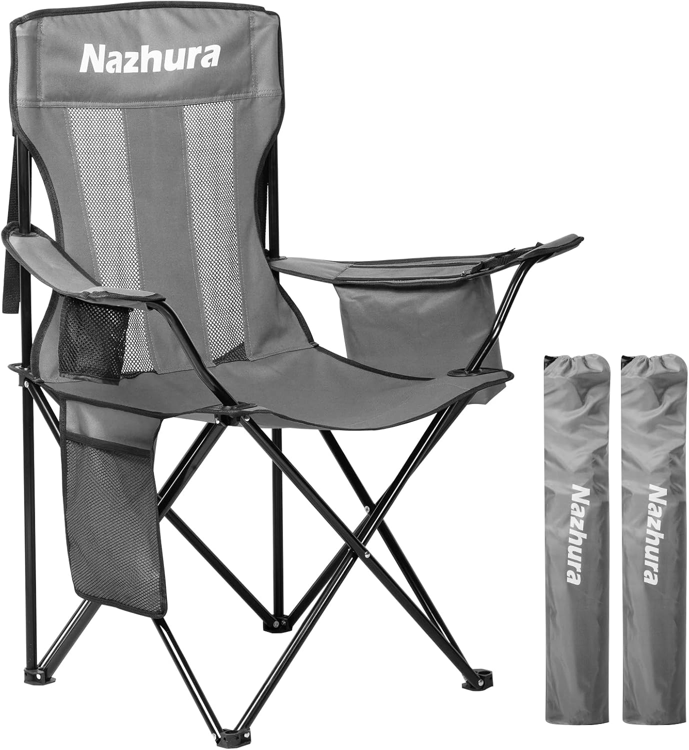 Nazhura 2 Pack Outdoor Camping Chairs with Cooler Pouch