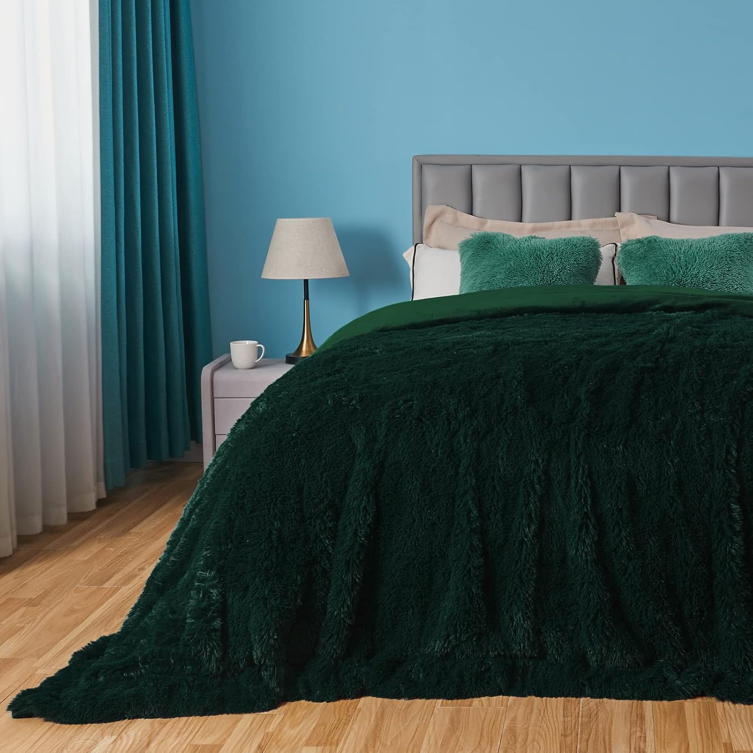 Fuzzy Faux Fur Throw Blanket Queen Size for Cozy Comfort
