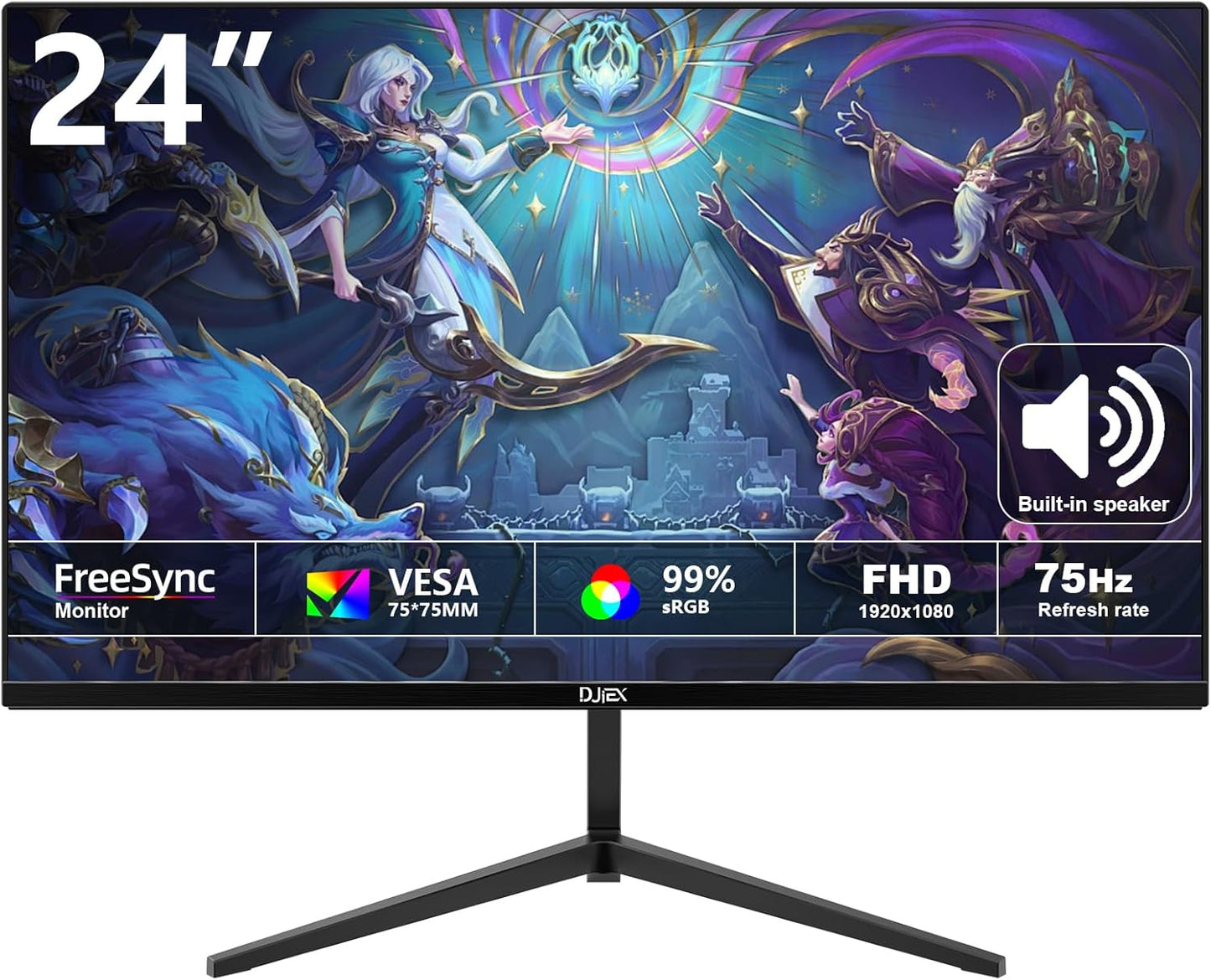 24 Inch Gaming Computer Monitor with FHD 1920x1080p Resolution