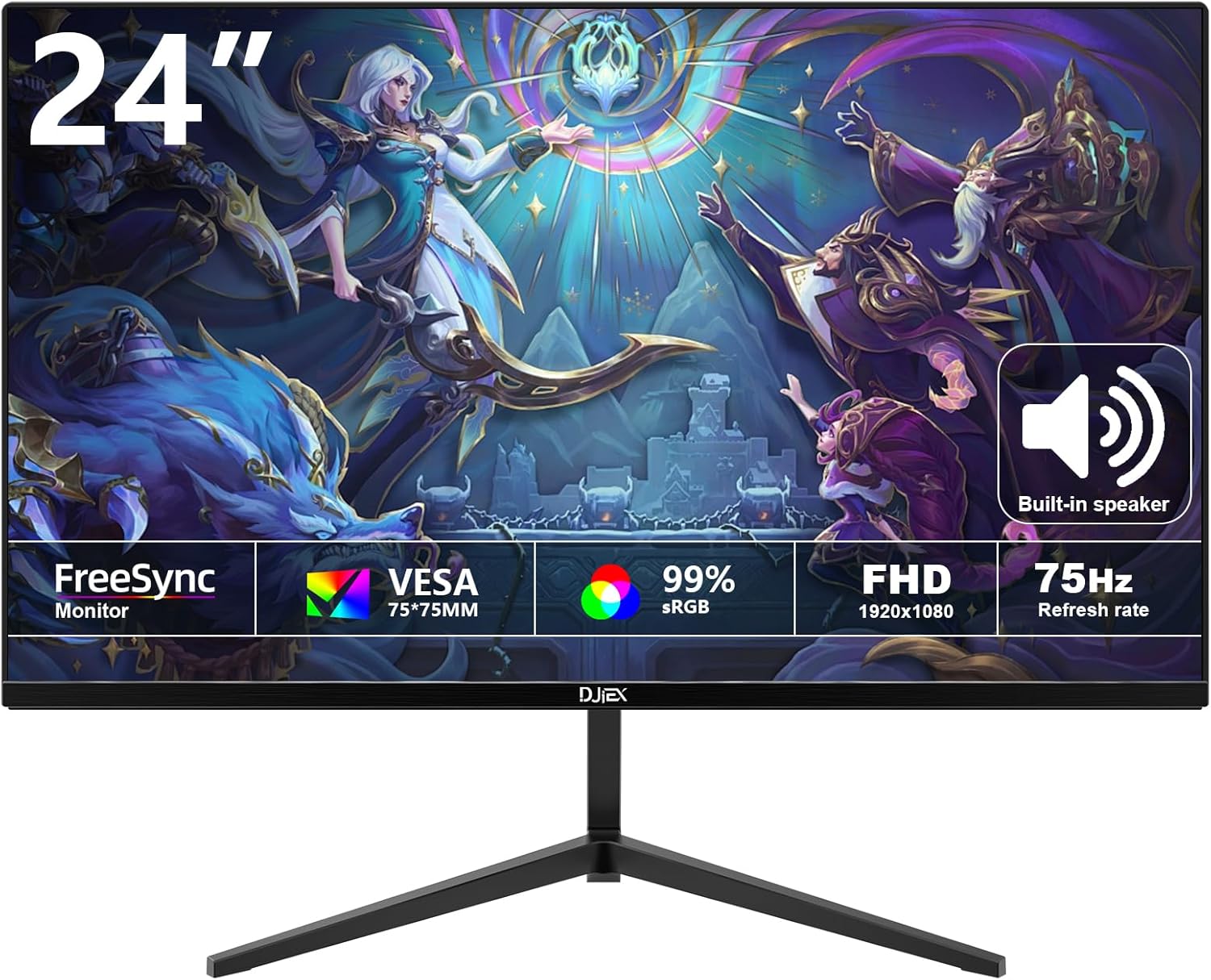 24 Inch Gaming Computer Monitor with FHD 1920x1080p Resolution