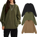 Men's Oversized T Shirts Long Sleeve - Vintage Acid Wash Crewneck