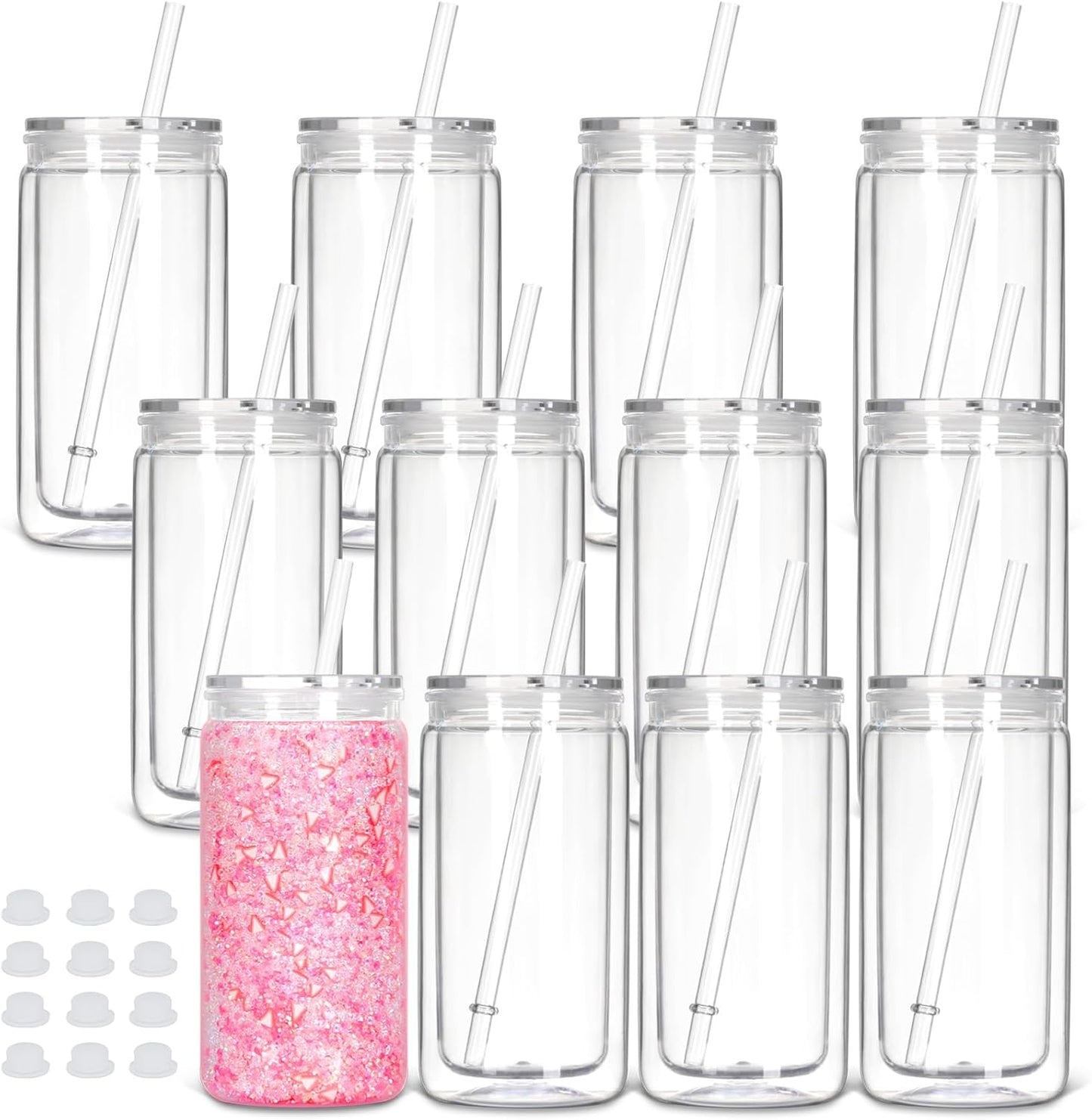 12 Pack Snow Globe Tumbler for DIY Glitter Gifts and Drinks