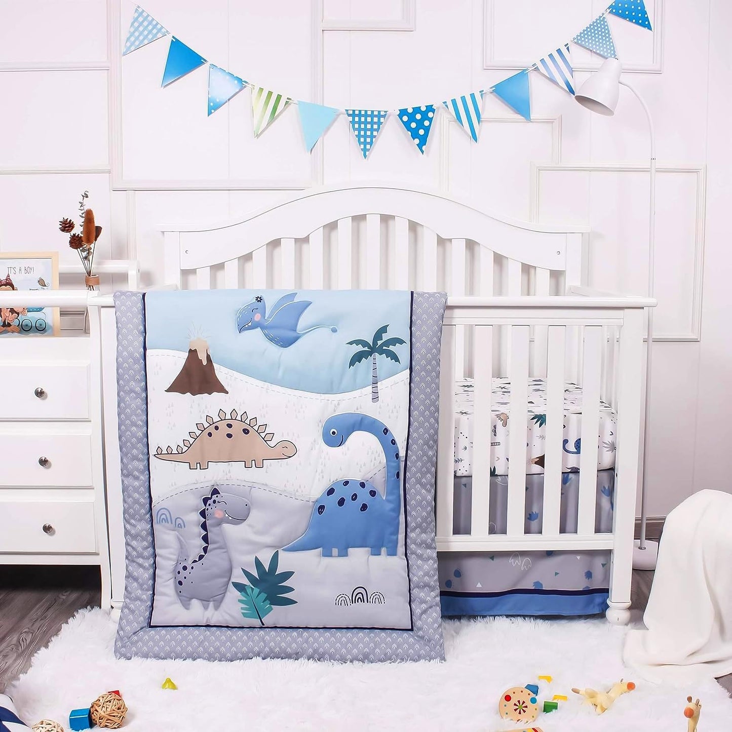 La Premura Baby Crib Bedding Set for Boys with Dinosaurs