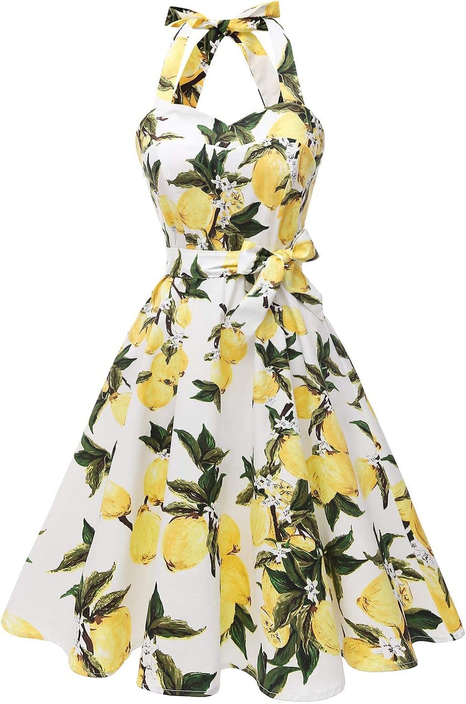 Vintage Polka Audrey Dress 1950s Halter Retro Cocktail Dress