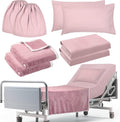 8 Pcs Hospital Bed Sheets Set Pink - Soft Knitted Standard Sheets