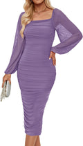 ZESICA Ruched Bodycon Midi Dress - Flattering Backless Cocktail Fit