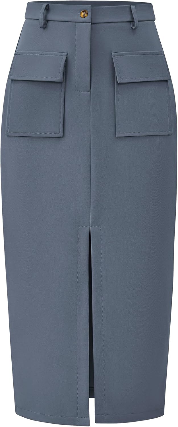 KIRUNDO Midi Skirts for Women: Trendy High Waisted Cargo Style