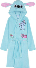 Disney Stitch Girls Dressing Gown with Fleece Hood & Pockets