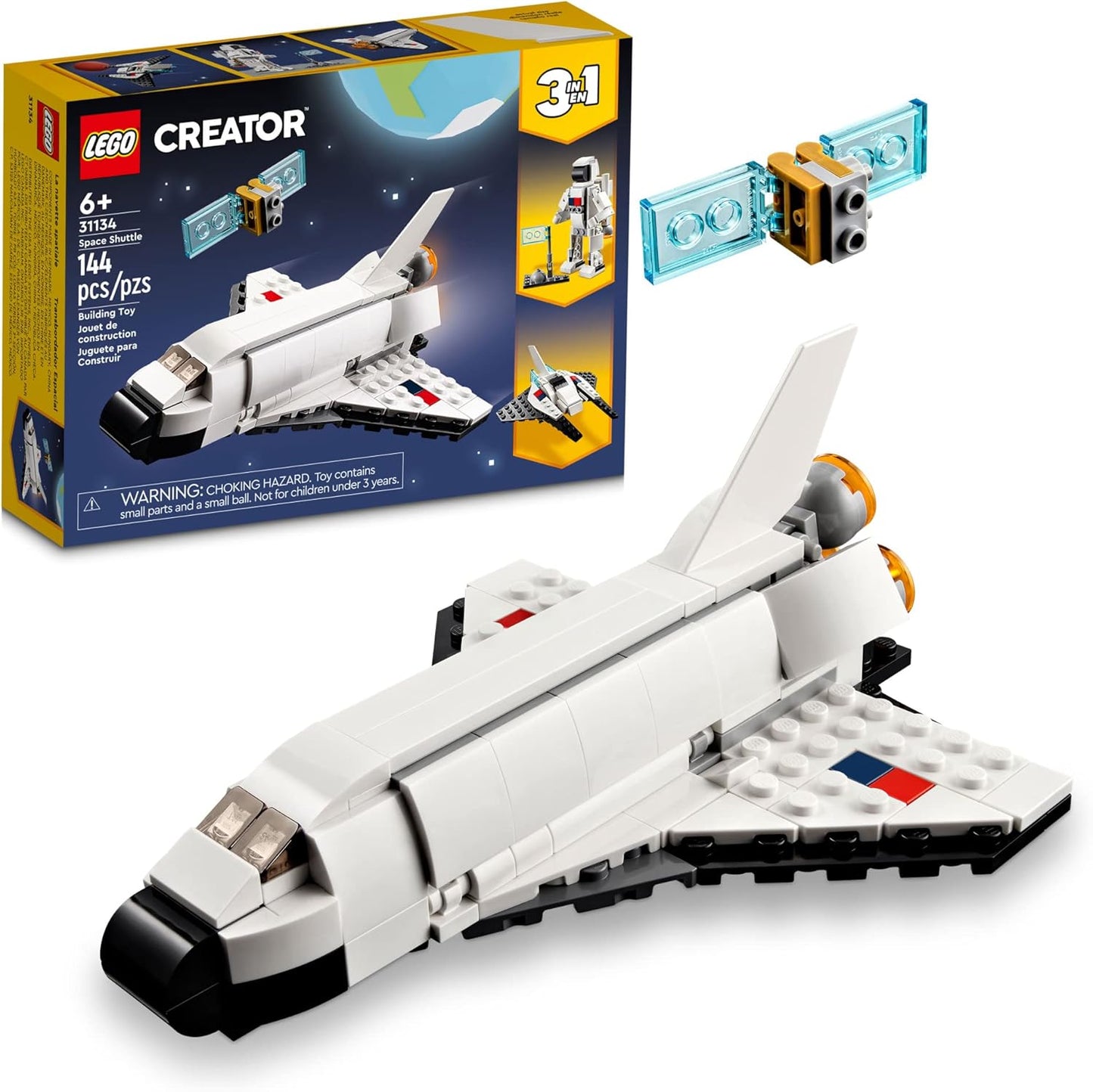 LEGO Creator 3-in-1 Space Shuttle - Build Spaceships or Astronaut - Educational Gift
