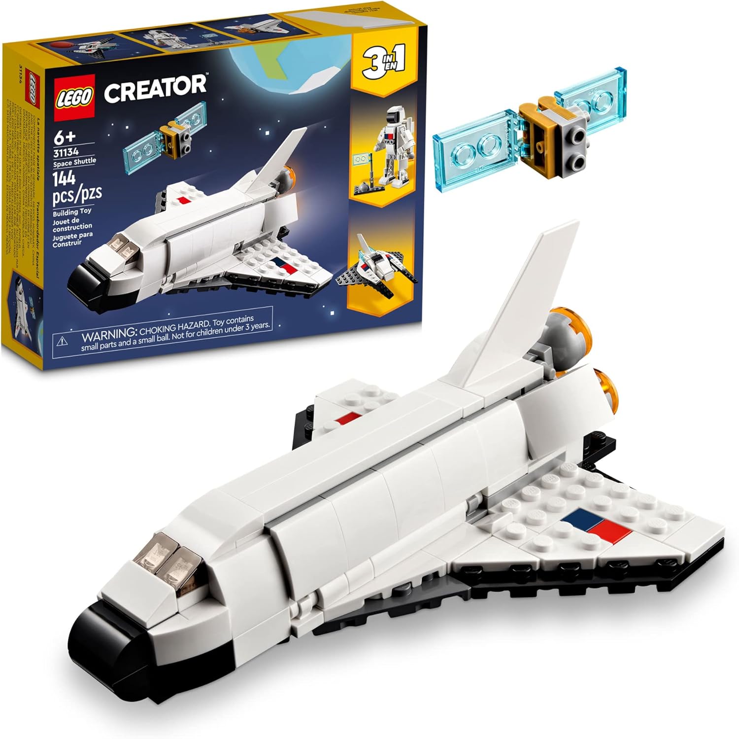 LEGO Creator 3-in-1 Space Shuttle - Build Spaceships or Astronaut - Educational Gift