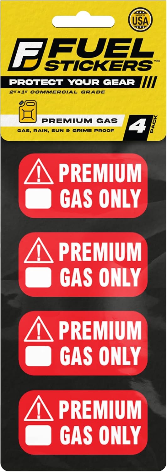 Premium Gas Only Sticker for ATVs and Race Cars - 40 Labels