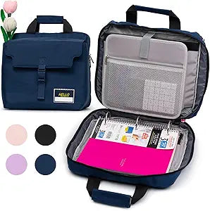 3 Ring Zipper Binder with Handle and Shoulder Strap for Travel