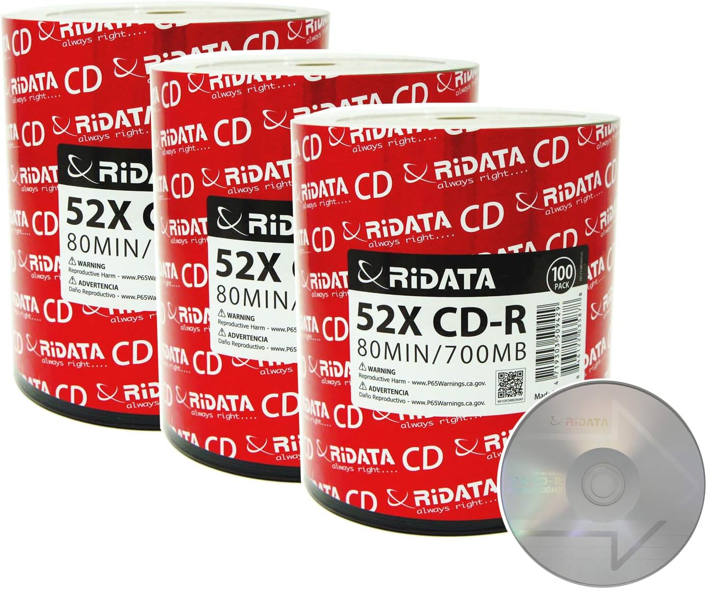Ridata CD-R 300 Pack 52X 700MB Logo Blank Media Discs
