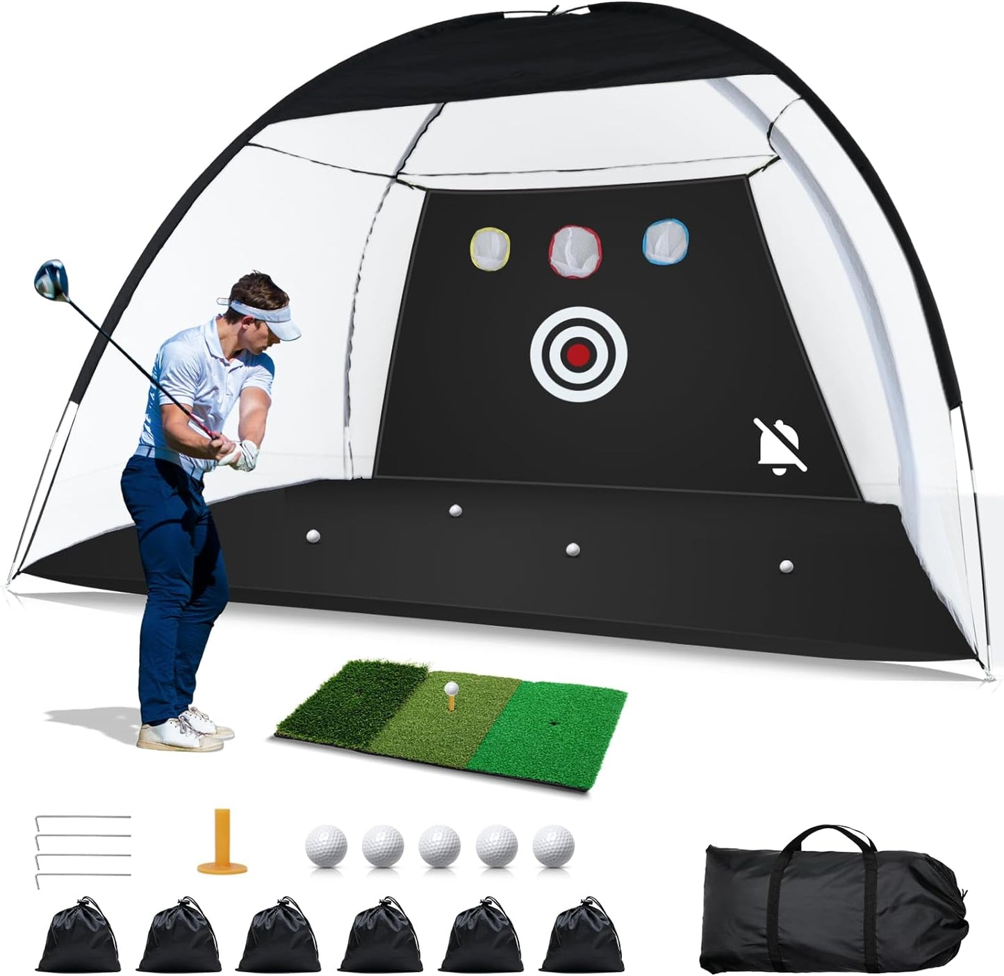 Premium Noise Reduction 10x7ft Golf Net Set