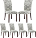 COLAMY Upholstered Parsons Dining Chairs Set of 6 - Grey/White Flower