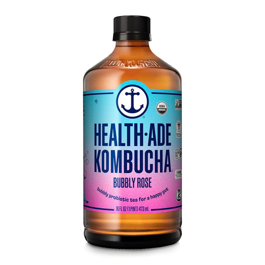 Health-Ade Organic Kombucha Tea Bubbly Rose 12-Pack for Gut Health