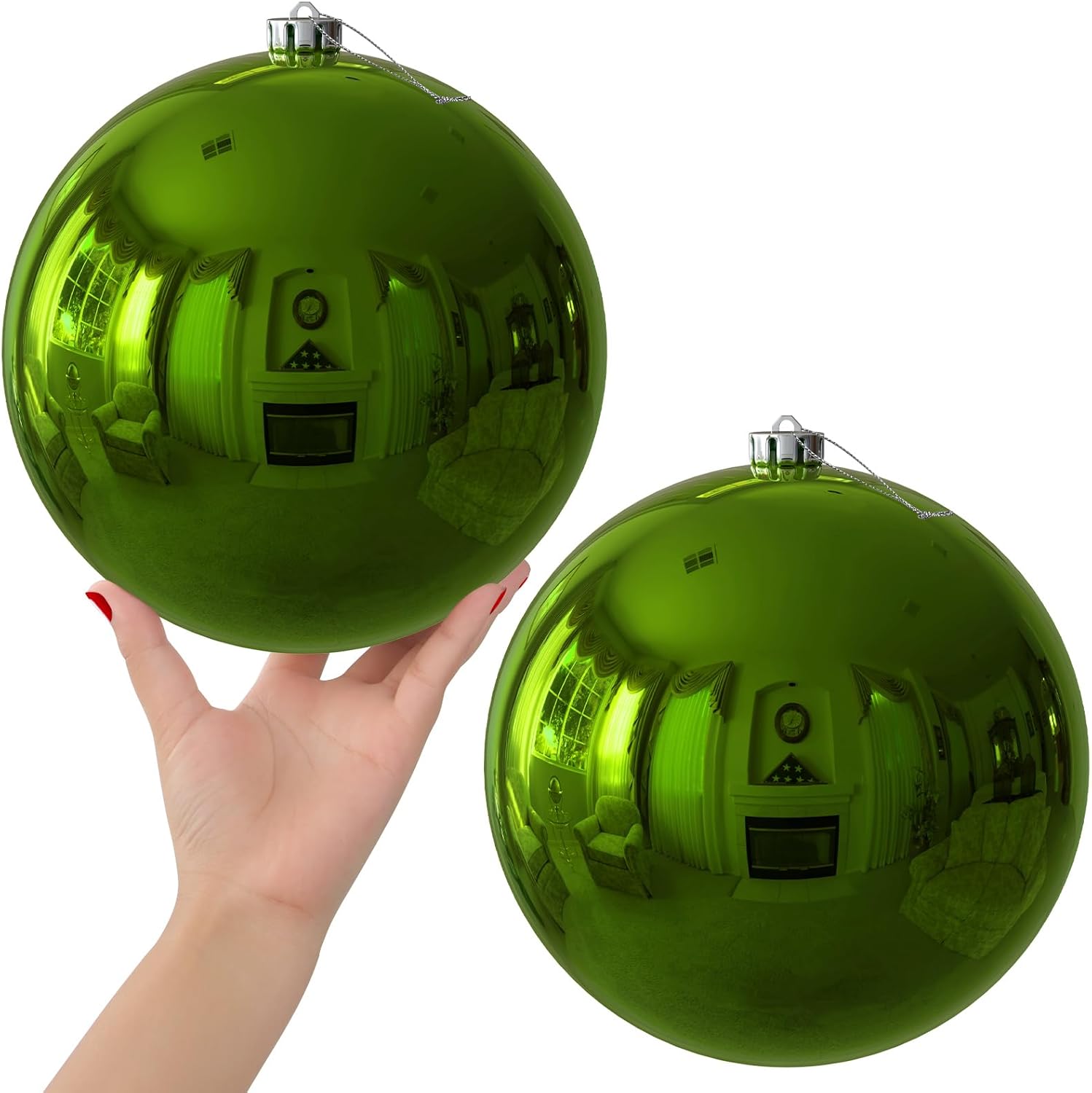 Lime Green 8.0 in Extra Large Shatterproof Christmas Ornaments