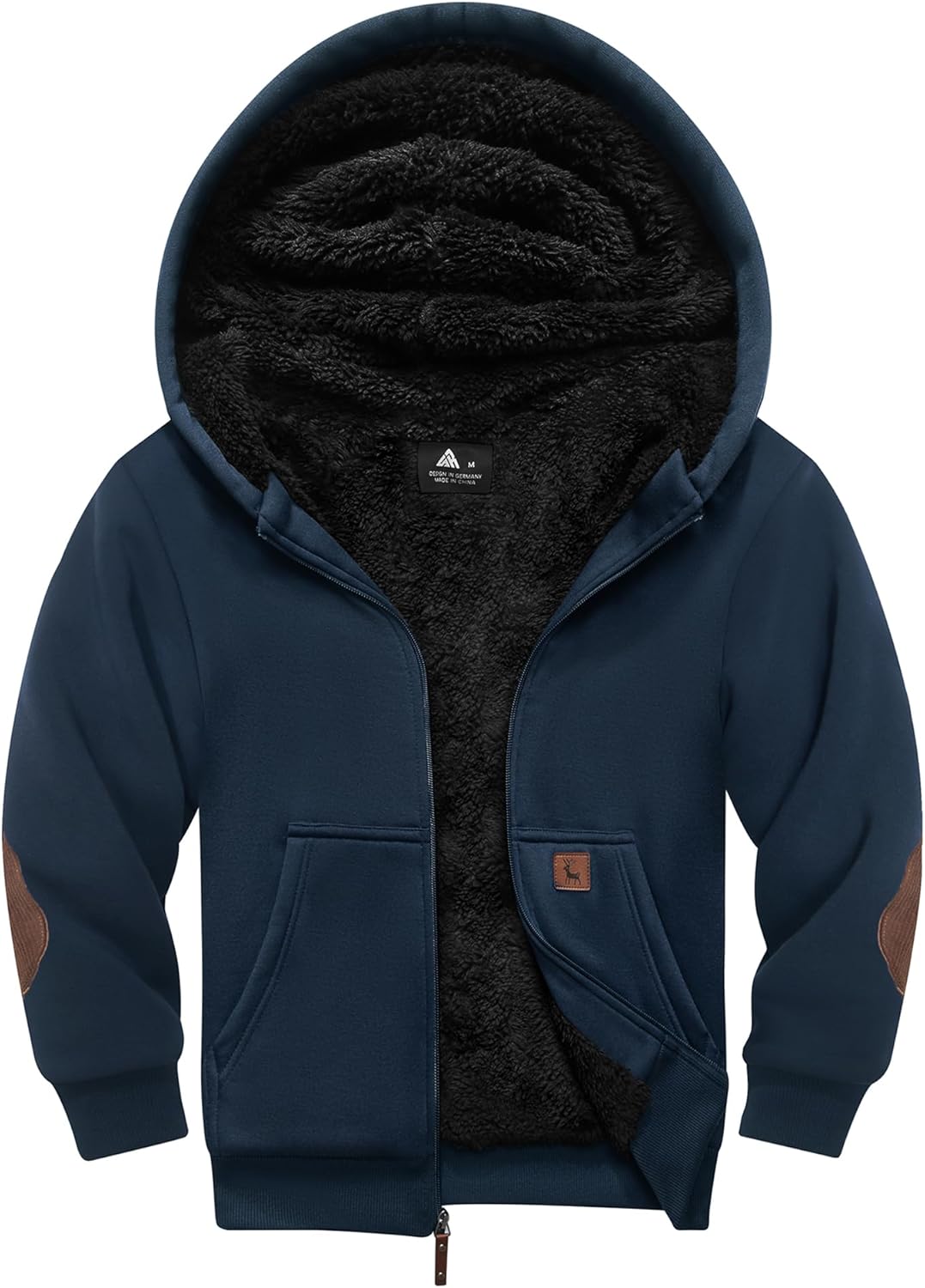 Unisex Boys Girls Fleece Hoodie Sherpa Lined Jacket for Kids
