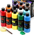 12 Colors Large Acrylic Paint Set (500 ml Bottles) - Bulk Art Paint