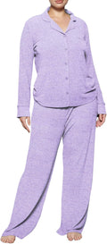 Women's Pajama Sets Long Sleeve Button Down Soft Knit Sleepwear - Soft