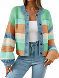 Trendy Color Block Chunky Cardigan Sweater for Women