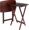 Set of 2 Foldable Snack Tables, 26, Walnut Finish