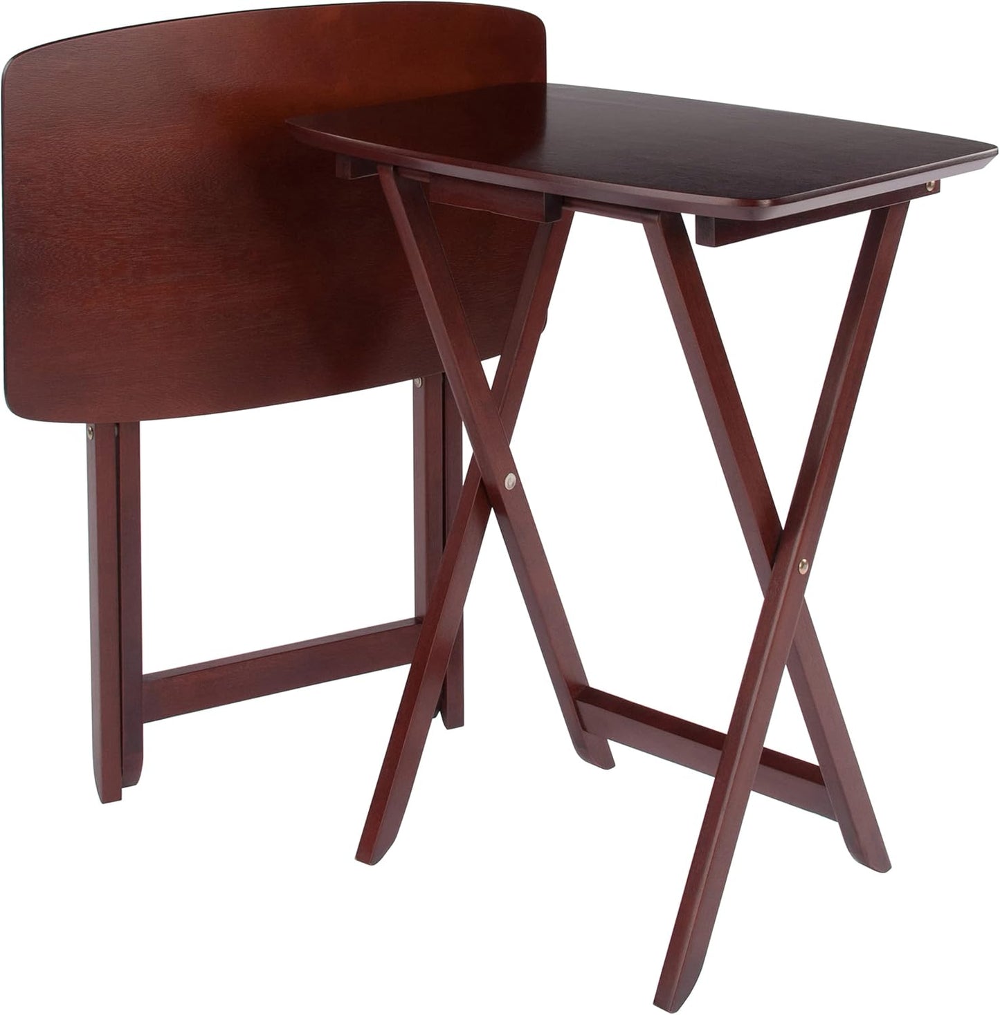 Set of 2 Foldable Snack Tables, 26, Walnut Finish