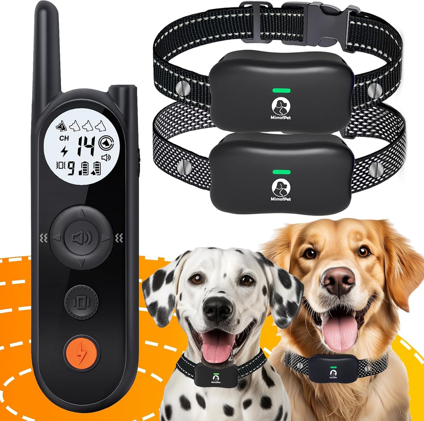 MIMOFPET Wireless Fence: Train 2 Dogs, 3500ft Range, Waterproof, Rechargeable