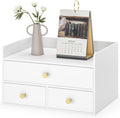 Bamboo Desk Organizer with Drawers Wooden Desktop Storage - Compact