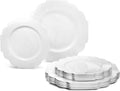 50-Pack Disposable White Plates Set - 25 Dinner 25 Salad