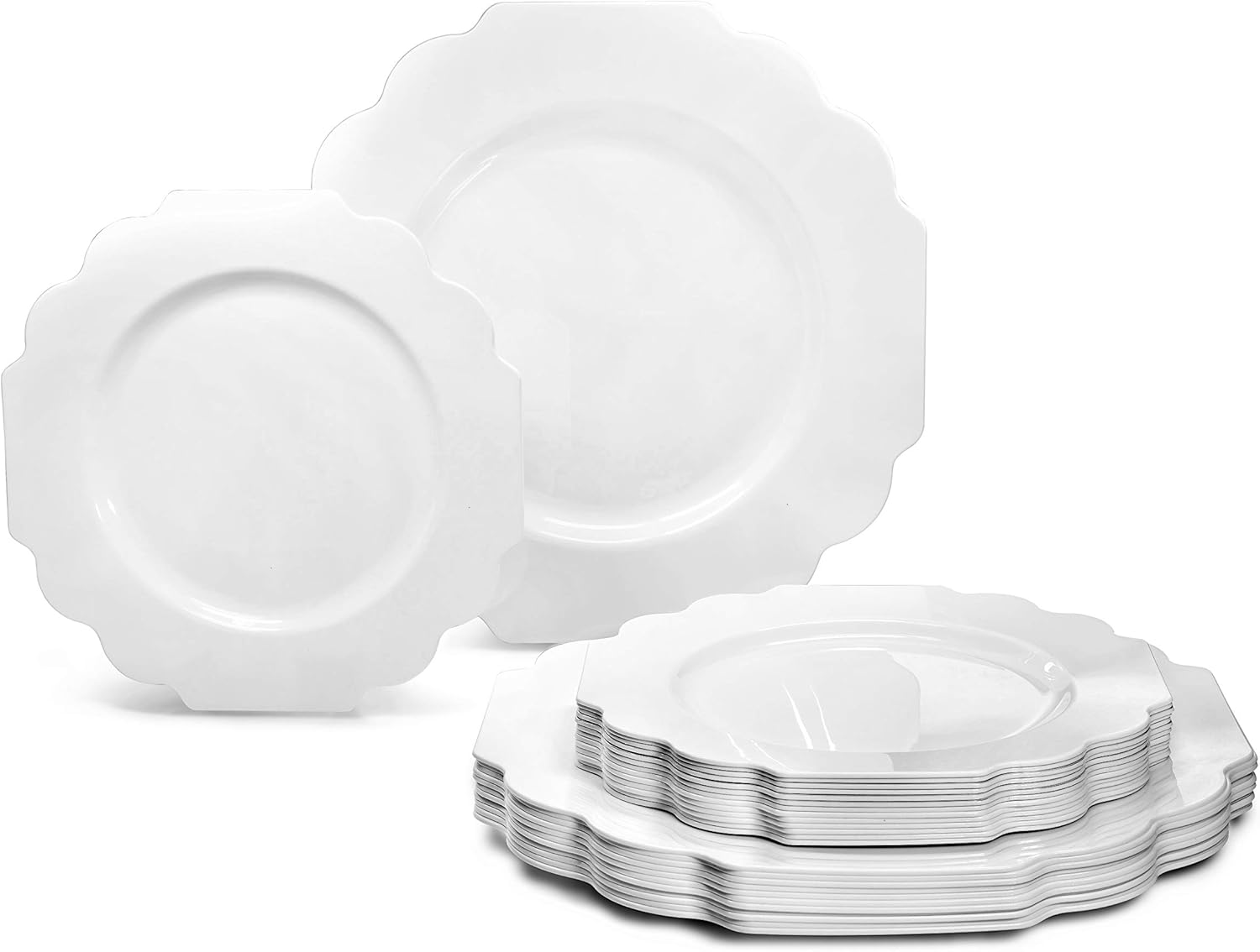 Elegant Heavyweight Disposable Plastic Plates for Weddings & Parties