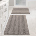Non Slip Thick Shaggy Chenille Bathroom Rug Mat Set - Extra Soft 2pc
