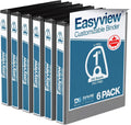 Easyview 1 in D-Ring Binders Pack of 6 Black - Clear-View Covers