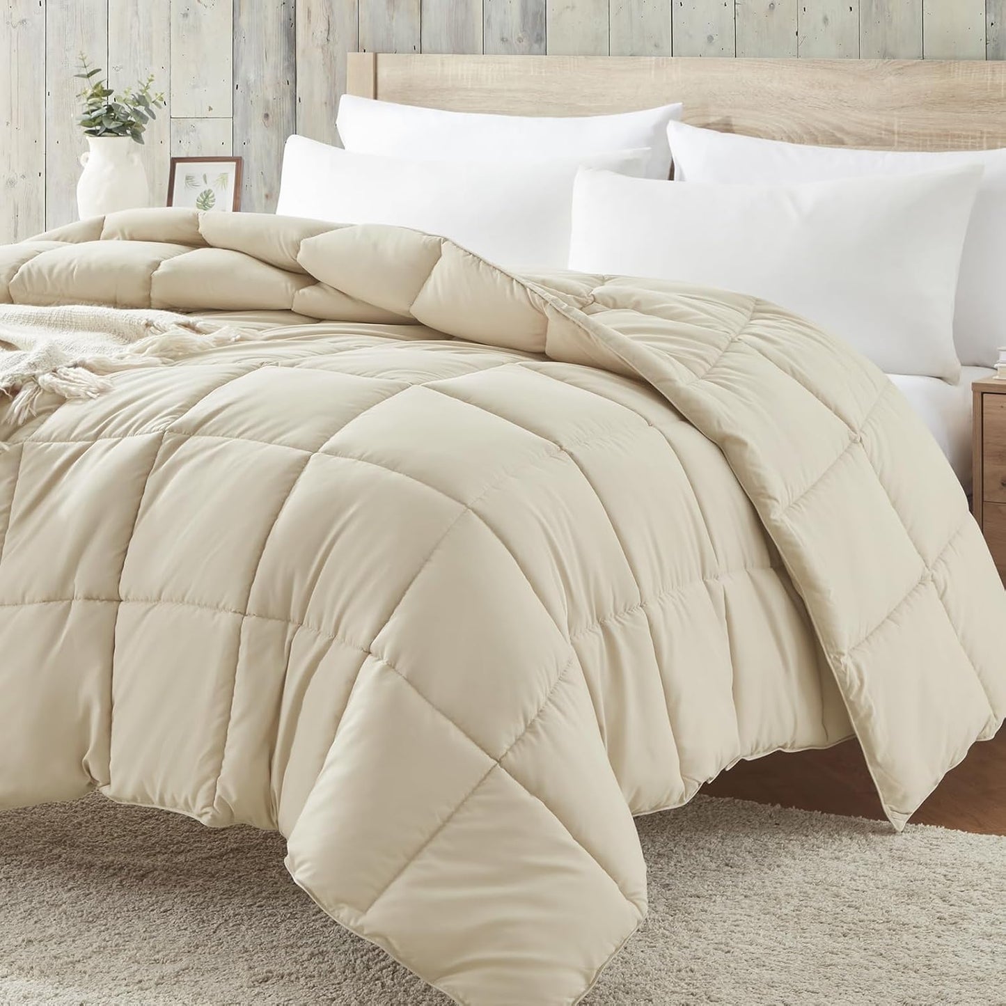 Homelike Moment King Size Comforter - Lightweight Beige Bedding