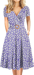 Timeless Criss-Cross V Neck Dress for Women with Handy Pockets