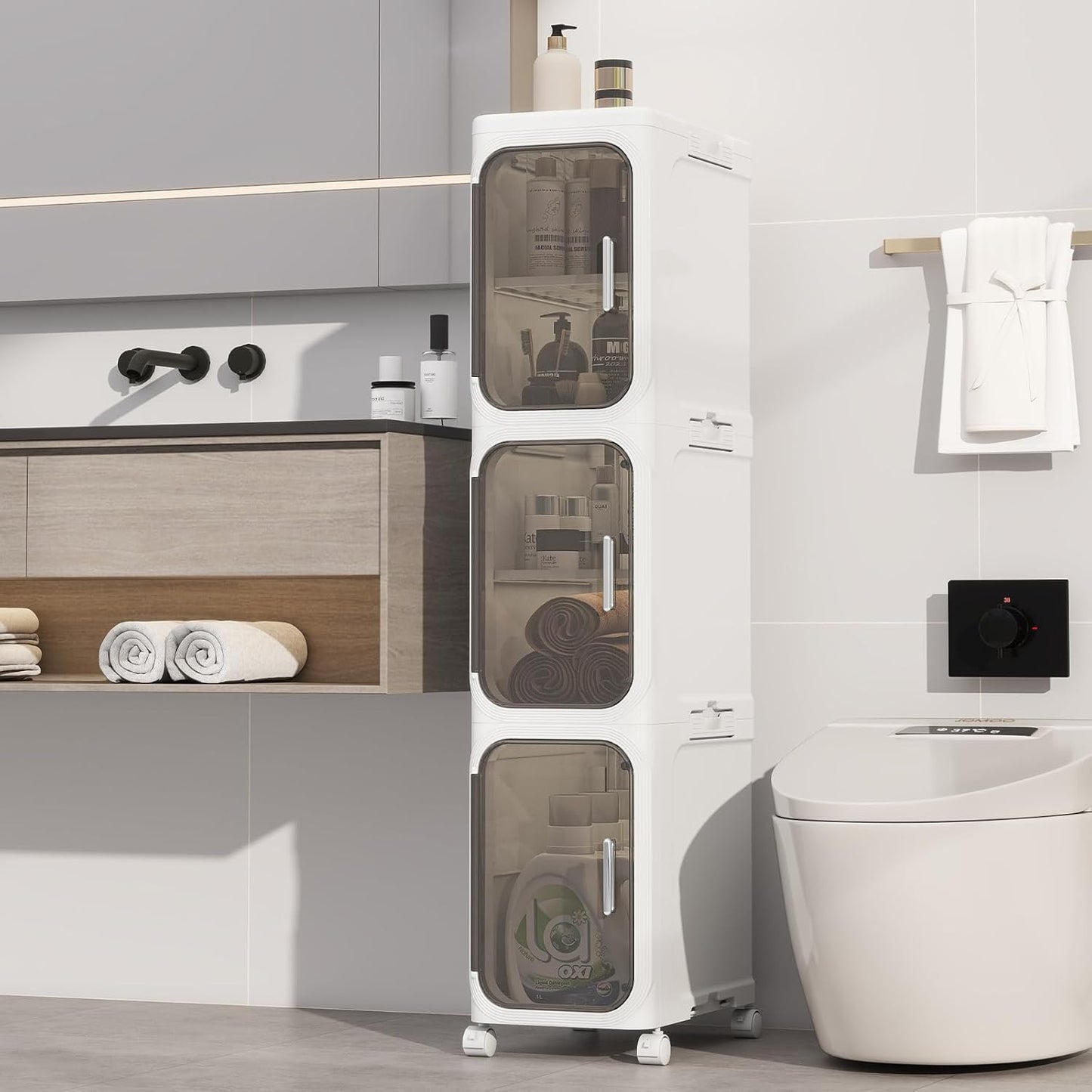 Slim Bathroom Storage Cabinet for Small Spaces by KHNR