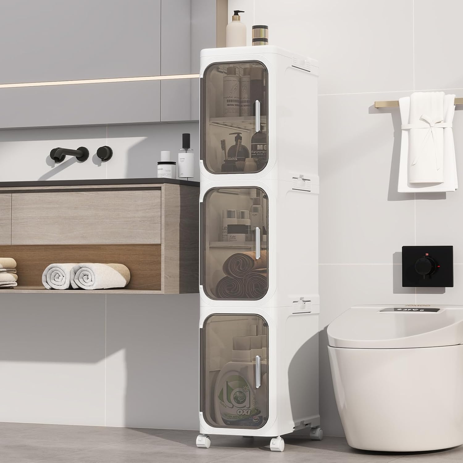 Slim Bathroom Storage Cabinet for Small Spaces by KHNR