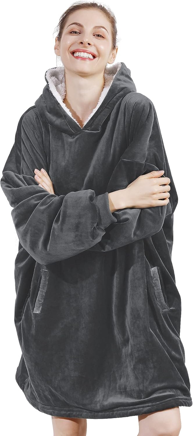 AmyHomie Oversized Sherpa Hoodie Blanket