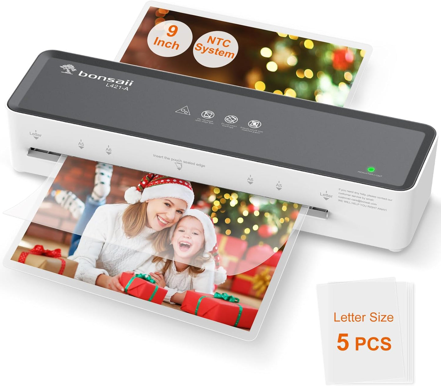 Bonsaii 9 Laminator + 5 Sheets - Compact & Efficient!