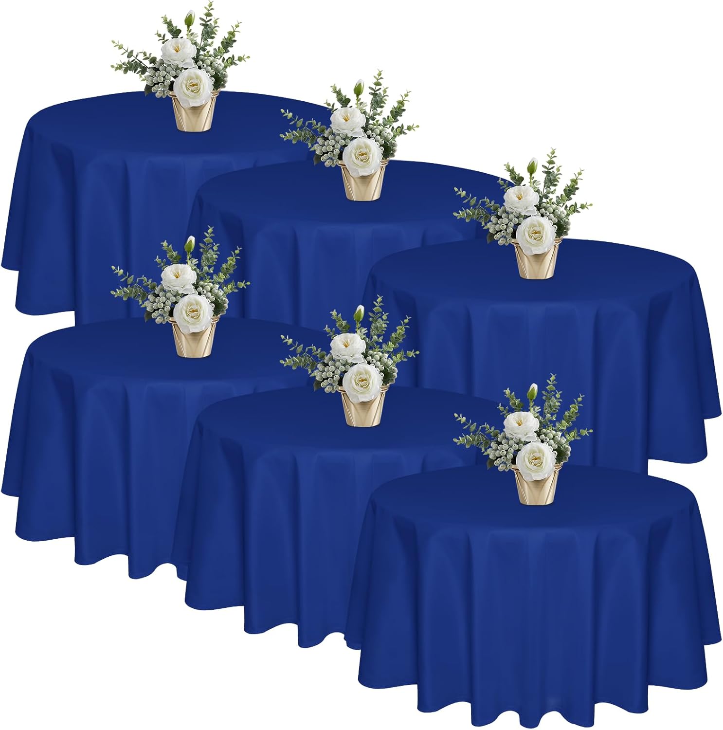 6 Pack 120 In Round Royal Blue Tablecloths for Elegant Events