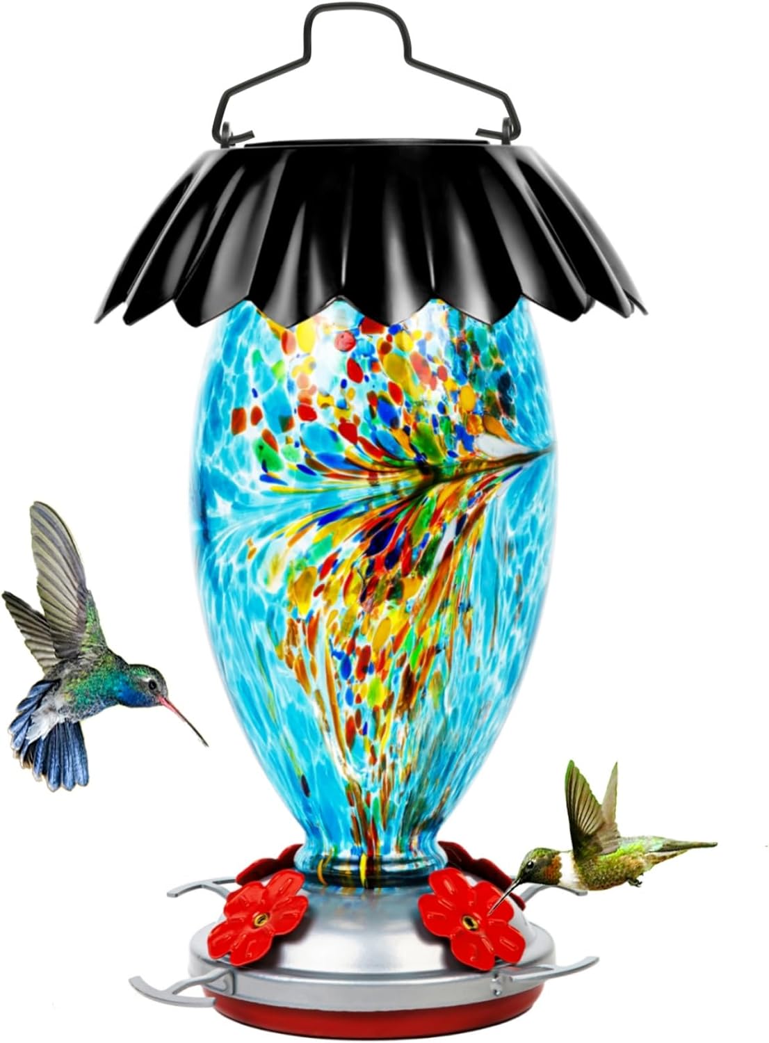 Solar Hummingbird Feeder for Outdoors with Colorful Lighting