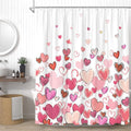 Romantic Hearts Shower Curtain Set - Love-themed Bathroom Decor