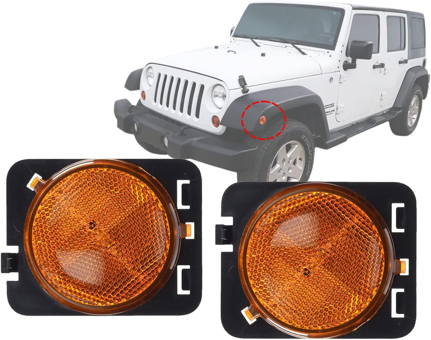 APA Replacement Side Marker Lamp for 2007-2018 Wrangler Pair Set