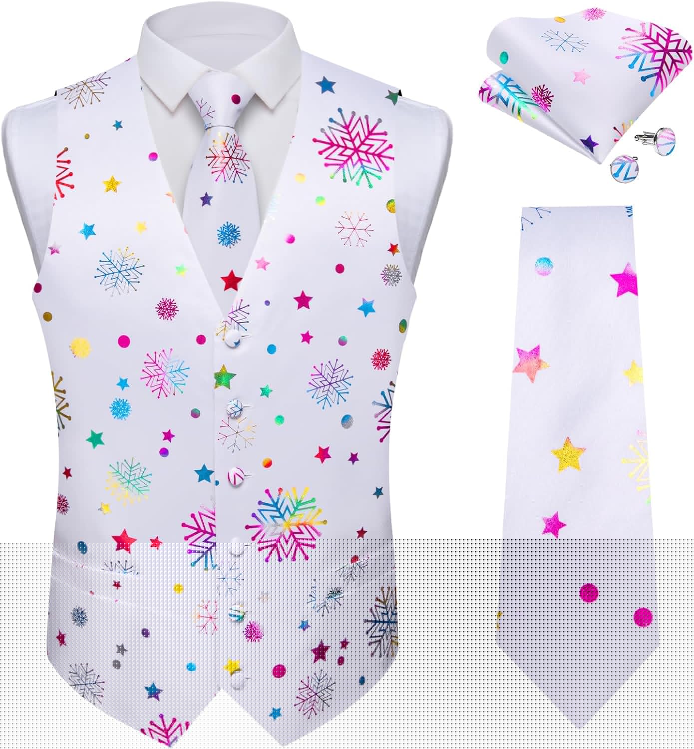 DiBanGu Christmas Men's Suit Vest and Tie Set for Festivities