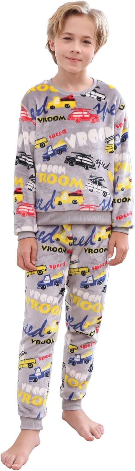 Boys Fleece Pajamas Set for Kids 7-16 Years, Soft Cozy Wear