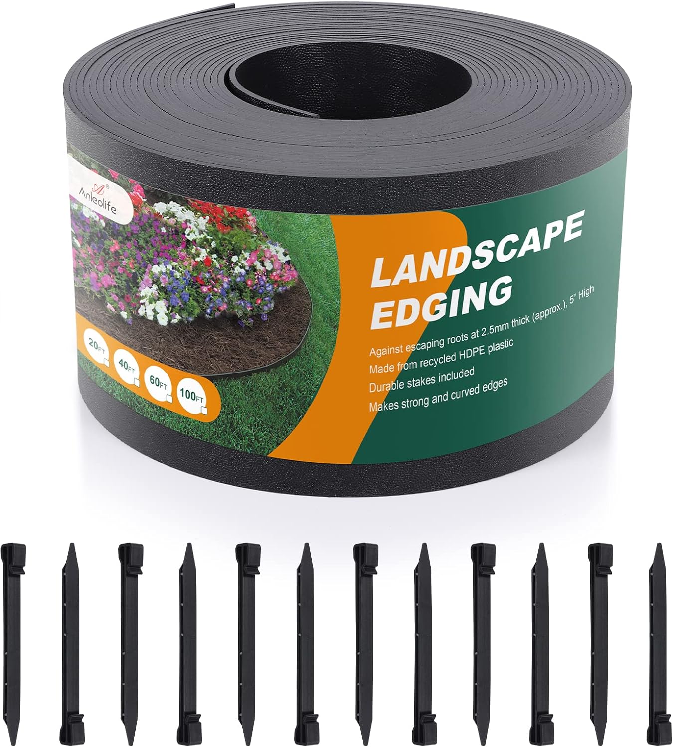 Black Plastic Garden Landscape Edging for Neat Borders