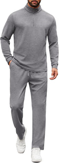 COOFANDY Men's Tracksuit 2 Piece Quarter Zip Set - Comfortable