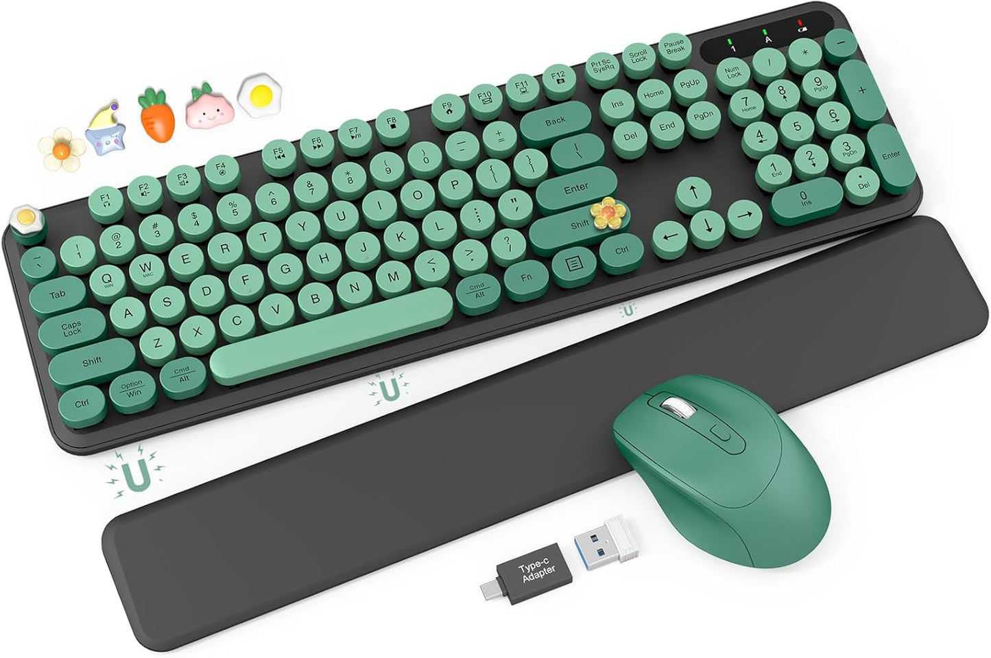Wireless Keyboard and Mouse Combo - Retro Typewriter Design